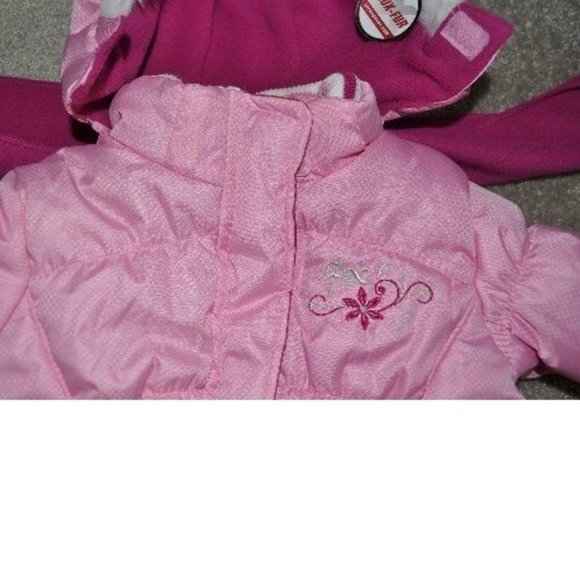 *Winter Jacket 12 months Pink Zeroxposur Hooded Zip-Mittens Scarf 3 pc Set Girls - Picture 3 of 8